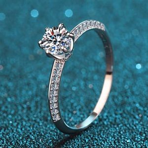 Sterling Silver Moissanite White Dainty Engagement Rings